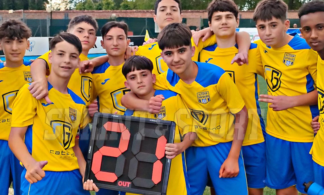 Titolo Provinciale Torino Under 14, Semifinale andata: Vinovo Sport-Autovip San Mauro 1-2: l'esultanza gialloblù al fischio finale