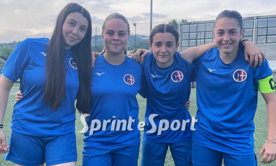 REGIONALI PIEMONTE UNDER 15 FEMMINILE: Moncalieri 4-1 Boys e Girls, in foto Sofia Calò, Matilde Matarrelli, Virginia Griot e Alissa Pranzo