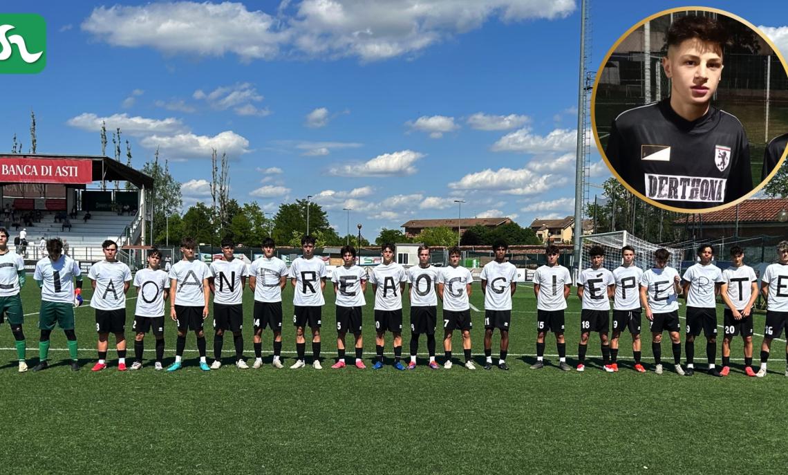 Under 16 Derthona dedica per Andrea Mendeni nella partita dei quarti di finali con il Chisola