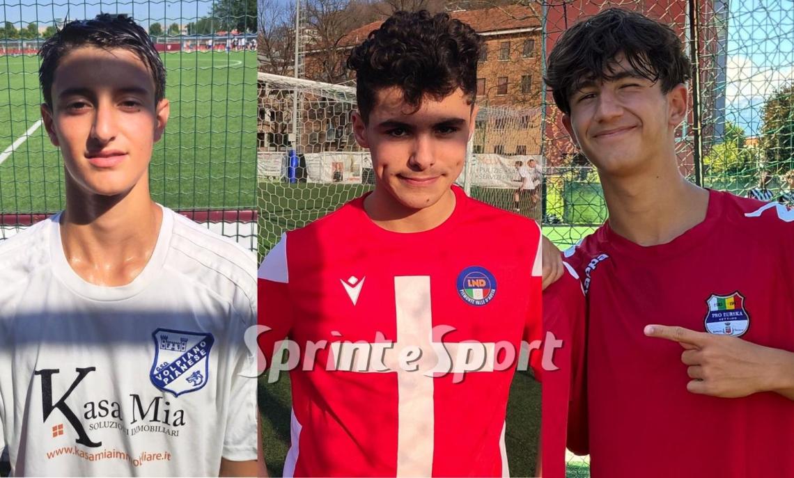 Alcuni dei protagonisti dell'ottava giornata di Under 15: (da sinistra) Diego Cerbone della Volpiano Pianese, Leonardo Demichelis del Centallo e Alessandro Ranaldo della Pro Eureka