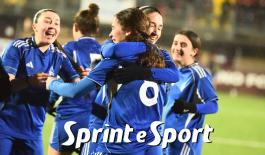 Under 17 femminile, Moncalieri Women-Venaria 6-4: l'esultanza di Beatrice Pillon, Chiara Puggelli e Sofia Cal&ograve; (foto Cassar&agrave;)