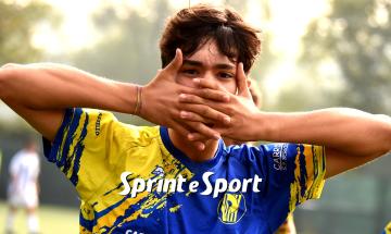 Under 15 Provinciali Torino Girone A, Bacigalupo-Vianney 1-4: l'esultanza alla Gyokeres di Alessandro Messina (foto Cassarà)