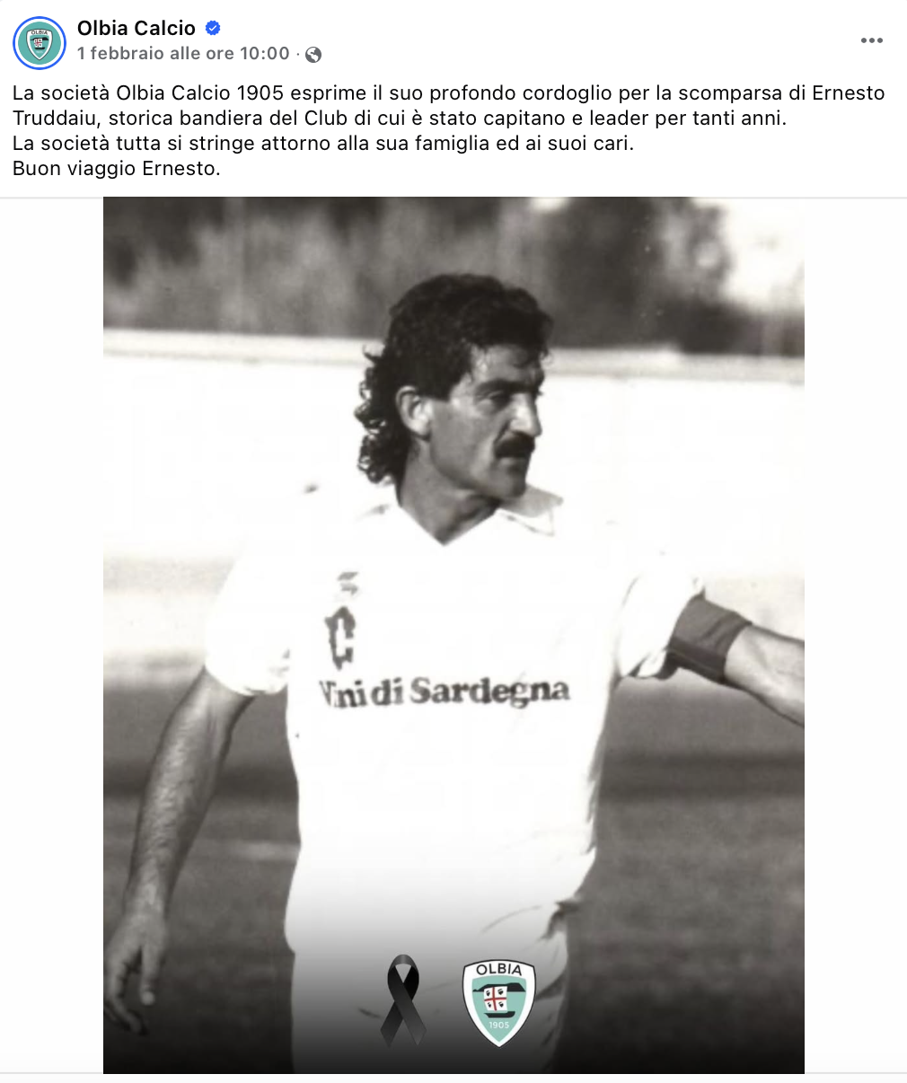OLBIA CALCIO - RICORDO ERNESTO TRUDDAIU